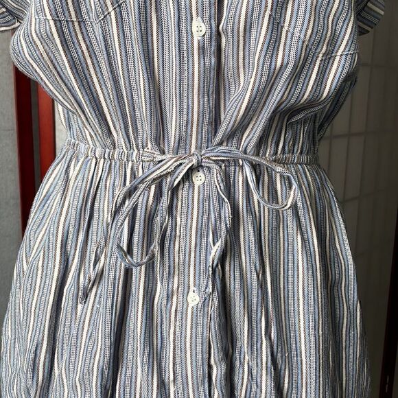 Japana Striped Shirt Dress with Tie Around Elastic Waist (Size: Large) - Picture 7 of 14